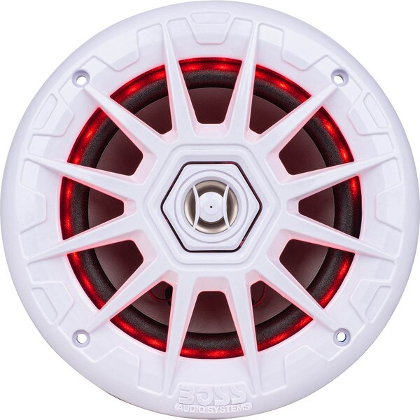 Main product image for BOSS MRGB65 6.5" 2-Way 200W Full Range Marine Speaker with RGB LEDs Pair White 265-4087